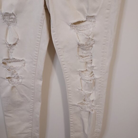 American Eagle Mid Rise Super Distressed Cream Jeggings - Picture 5 of 13